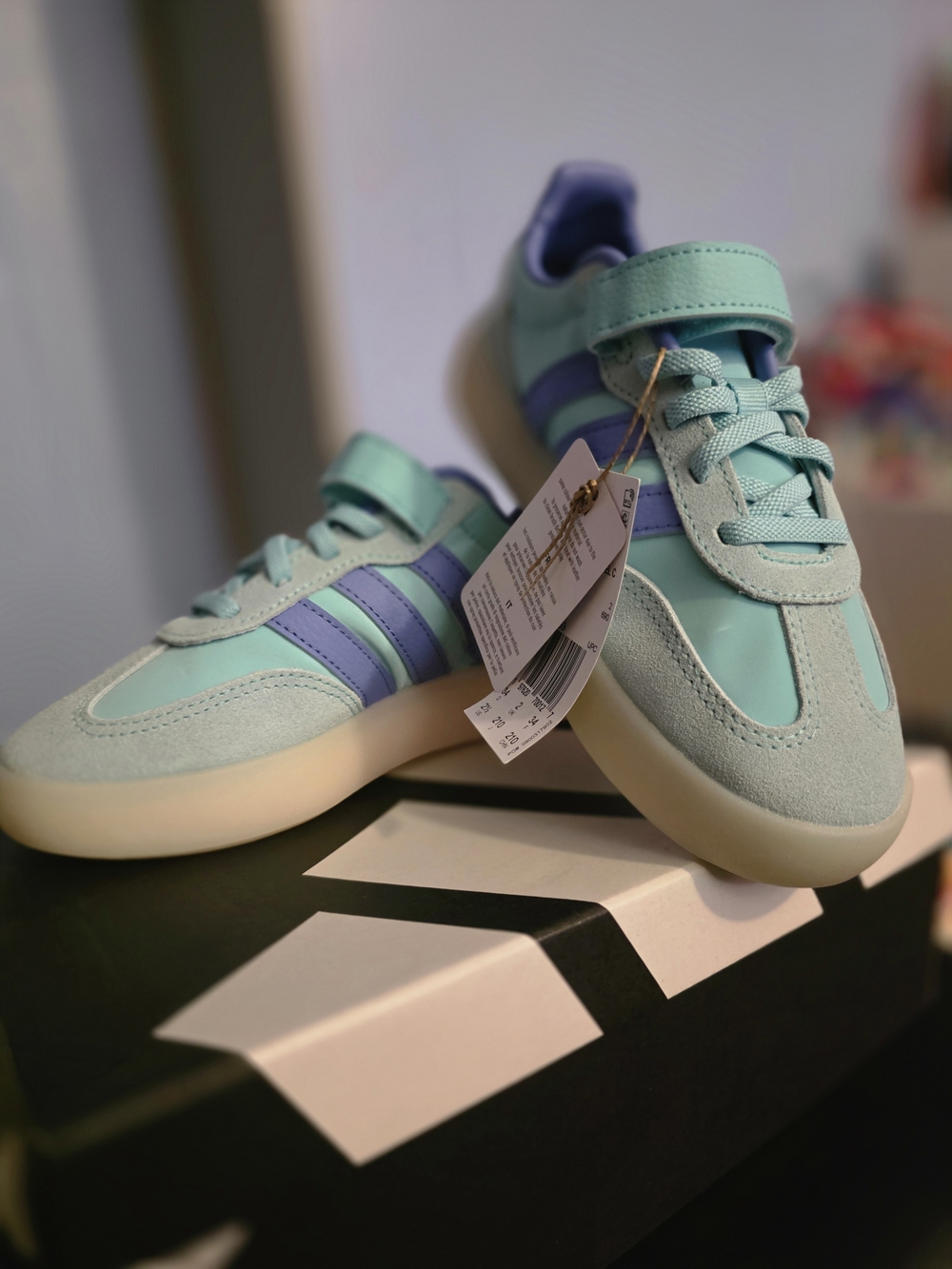 adidas Kids Aqua Blue Low-Top Sneakers with Strap